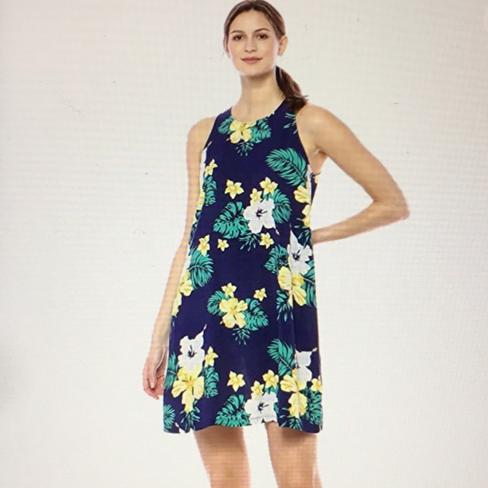 28 Palms Navy Tropical Floral Dress NWT